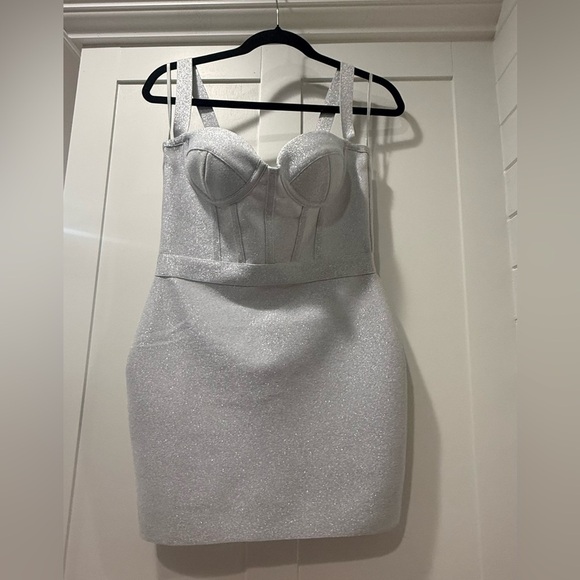 Windsor Shimmering Silver MiniDress - Picture 1 of 7